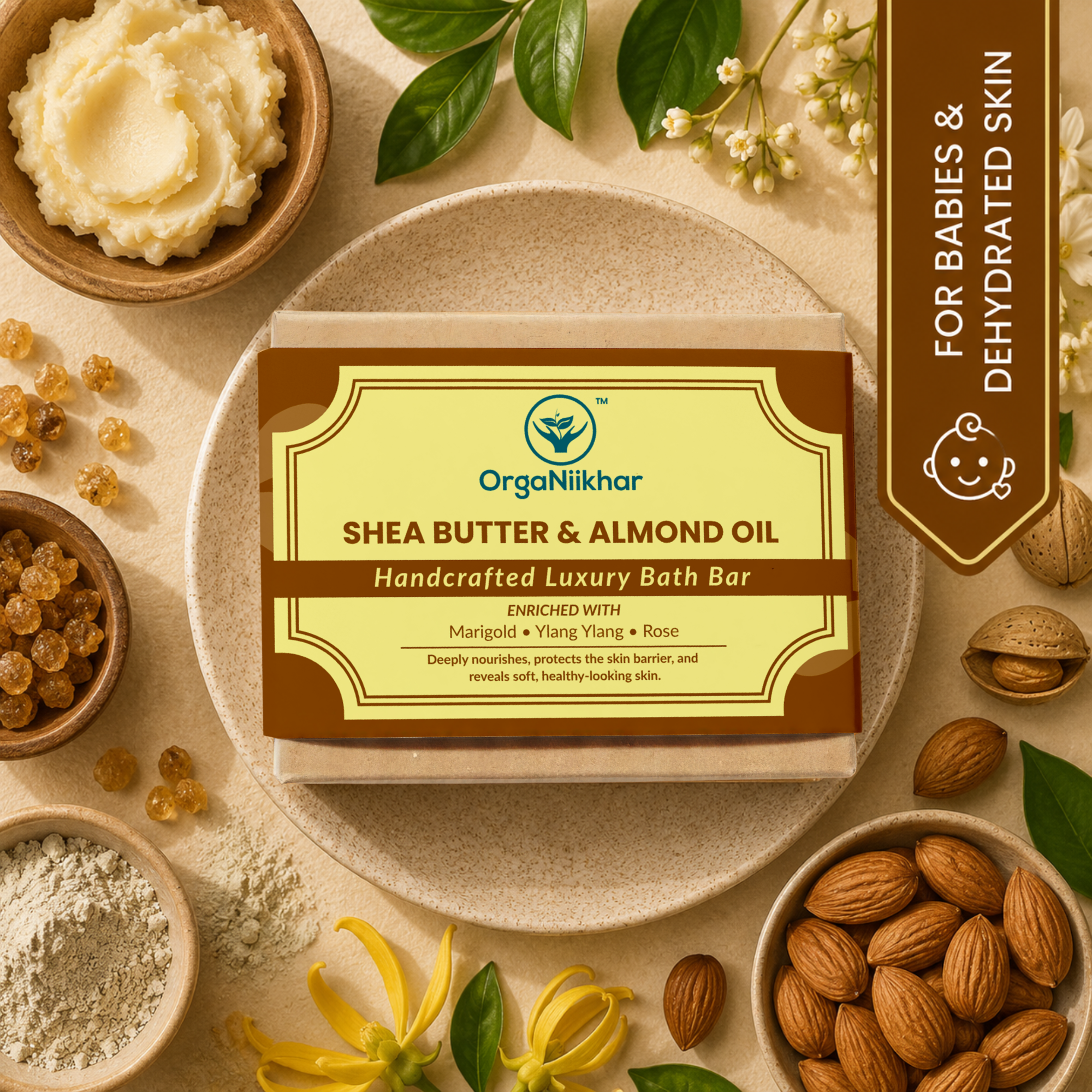 Shea Butter & Almond Oil - Handcrafted Luxury Bath Bar